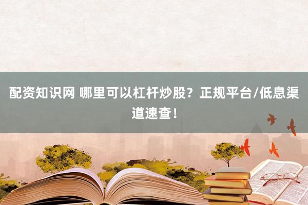 配资知识网 哪里可以杠杆炒股？正规平台/低息渠道速查！