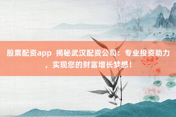 股票配资app  揭秘武汉配资公司：专业投资助力，实现您的财富增长梦想！