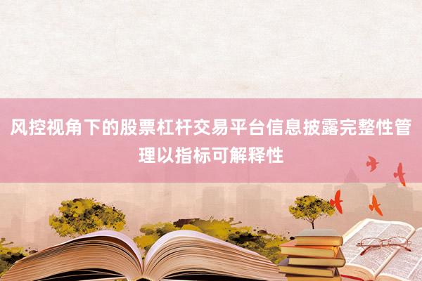 风控视角下的股票杠杆交易平台信息披露完整性管理以指标可解释性