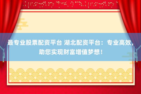 最专业股票配资平台 湖北配资平台：专业高效，助您实现财富增值梦想！